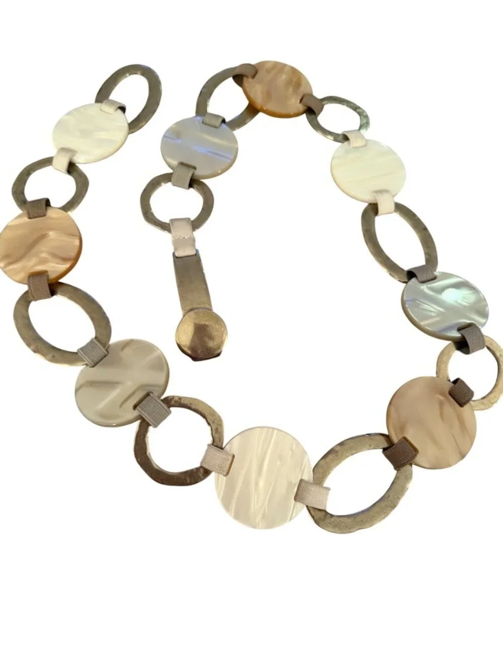 Suzi Roher Womens Silver Tone Discs Bohemian Circle-link Waist Belt OS Vintage